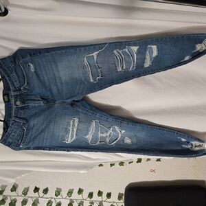 Women's Distressed Skinny Jeans - Blue